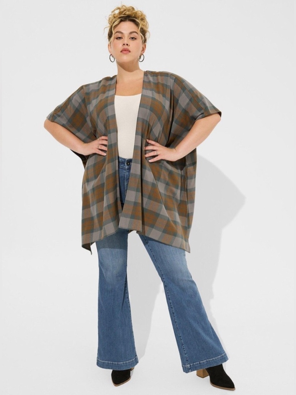 Outlander Torrid Tartan Dolman Kimono Sz 3 - Picture 2 of 9